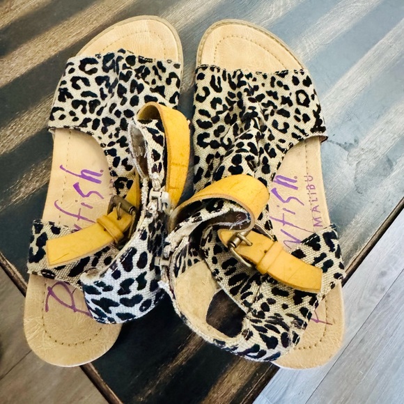 Blowfish Malibu Leopard Print Sandals with Tan Accents - Picture 5 of 10
